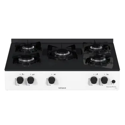 Fogão de Mesa 5 Bocas Venax Grand Petit Line Branco Gás GLP