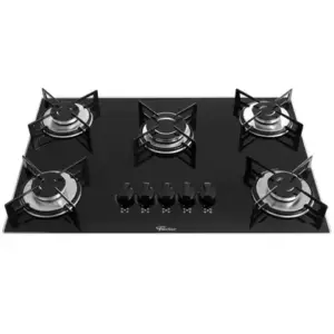 Cooktop a Gás Fischer 5 Bocas de Mesa Preto Bivolt 1642 Cooktop a Gás Fischer 5 Bocas de Mesa Preto Bivolt 1642