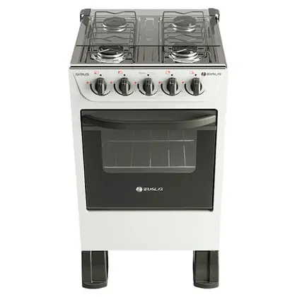 Fogão de Piso 4 Bocas Braslar Sirius New Acendimento Manual Mesa de Inox Cor Branco