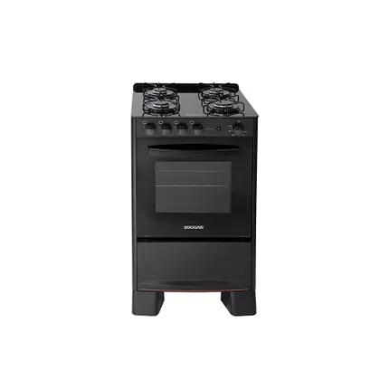 Fogão de Piso 4 Bocas Suggar Cook Glass Mesa de Vidro Cor Preto Bivolt FGVCG410PT