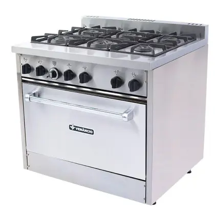 Fogão Industrial 6 Bocas Venâncio Don Bidone com Forno Baixa Pressão