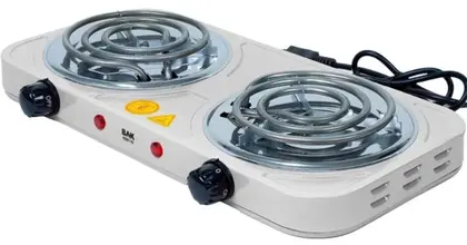 Fogão Cooktop Elétrico Bak 2 Bocas 2000W Branco 5 Níveis de Temperatura 220V