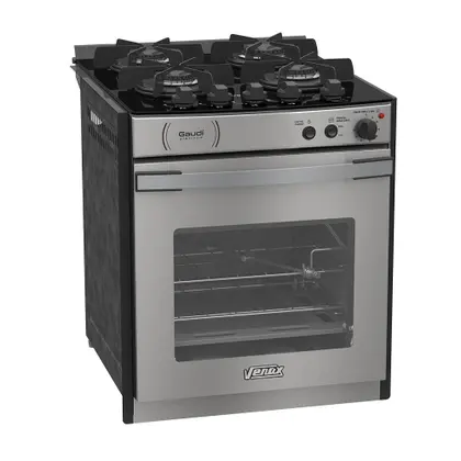 Fogão de Embutir 4 Bocas Venax Gaudí Platinum Vitreo Cor Inox Gás GLP 127V