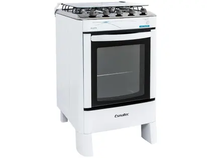 Fogão de Piso 4 Bocas Esmaltec Ágata Mesa de Inox Acendimento Automático Cor Branco Bivolt