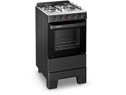 Fogão de Piso 4 Bocas Esmaltec Ideal Pop Acendimento Manual Cor Preto F4ISP4120PT