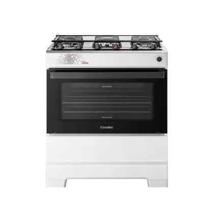 Fogão de Piso 5 Bocas Esmaltec Ideal Master com Mesa Inox, Tampa de Vidro e Forno 84 Litros Branco Bivolt T5ITB