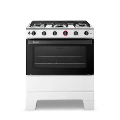 Fogão de Piso 5 Bocas Esmaltec Ideal Super com Mesa de Aço Inox Branco Bivolt F5IAB