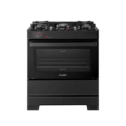 Fogão de Piso 5 Bocas Esmaltec Ideal Top Glass com Mesa de Vidro e Forno 84 Litros Preto Bivolt T5VAP