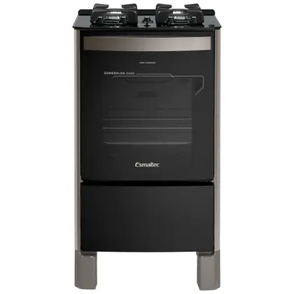 Fogão de Piso 4 Bocas Esmaltec Esmeralda Glass Forno Autolimpante Acendimento Automático Cor Inox