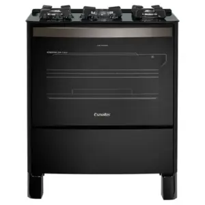 Fogão de Piso 5 Bocas Esmaltec Esmeralda Glass Gourmet com Timer Digital e Grill Elétrico Preto Fogão de Piso 5 Bocas Esmaltec Esmeralda Glass Gourmet com Timer Digital e Grill Elétrico Preto