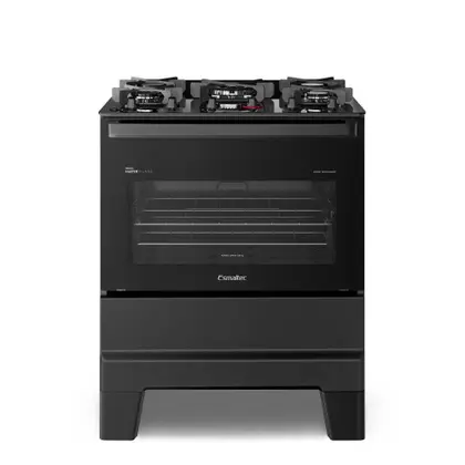 Fogão de Piso 5 Bocas Esmaltec Ideal Master Glass Preto Bivolt 0104003073