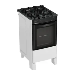 Fogão de Piso 4 Bocas Esmaltec Pérola Glass Trempes de Ferro Fundido Cor Branco