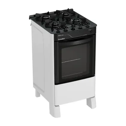 Fogão de Piso 4 Bocas Esmaltec Pérola Glass Trempes de Ferro Fundido Cor Branco