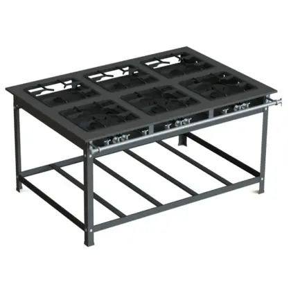 Fogão Industrial 6 Bocas JL Colombo 30×30 P7 Baixa Pressão 3 Queimadores Simples e 3 Duplos