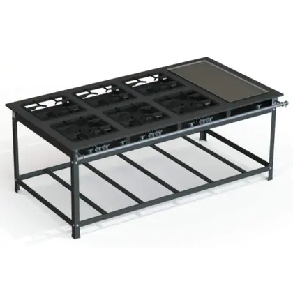 Fogão Industrial 6 Bocas JL Colombo 30×30 P7 Baixa Pressão 6 Queimadores Duplos com Chapa