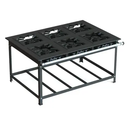 Fogão Industrial 6 Bocas JL Colombo 40×40 P10 Baixa Pressão 6 Queimadores Duplos