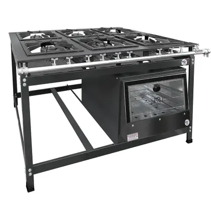Fogão Industrial 6 Bocas MR Fogões 3 Duplas Baixa Pressão com Forno P8 Luxo