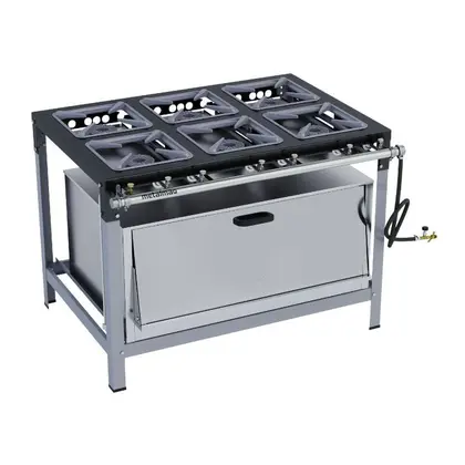 Fogão Industrial 6 Bocas Metalmaq 30×30 Alta Pressão com Super Forno