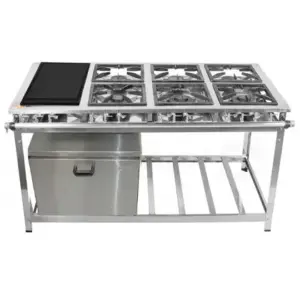 Fogão Industrial 6 Bocas Cristalaço Inox 30×30 com Chapa e Forno 87L Fogão Industrial 6 Bocas Cristalaço Inox 30×30 com Chapa e Forno 87L