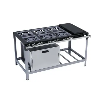 Fogão Industrial 6 Bocas Metalmaq Luxo 30×30 com Chapa e Forno