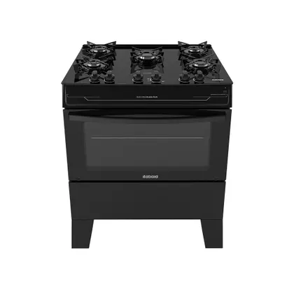 Fogão de Piso 5 Bocas Itatiaia Electra Glass Plus Preto Bivolt