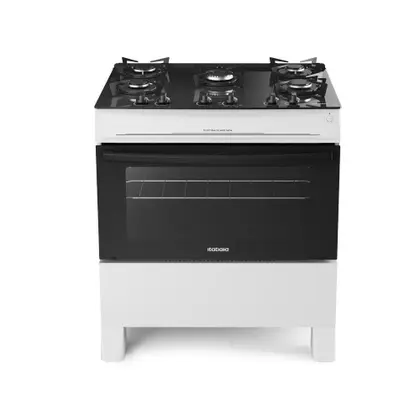 Fogão de Piso 5 Bocas Itatiaia Electra Glass New com Mesa de Vidro Branco Bivolt 3700000366