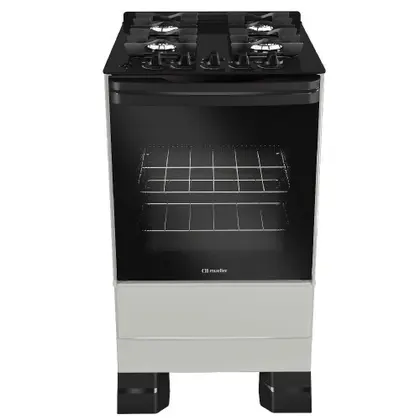 Fogão de Piso 4 Bocas Mueller Mesa de Vidro Grades de Ferro Fundido Cor Titânio Bivolt MFV4BF