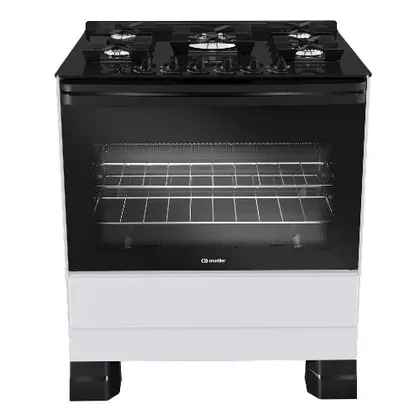 Fogão de Piso 5 Bocas Mueller com Mesa de Vidro e Tripla Chama Branco Bivolt MFV5BF