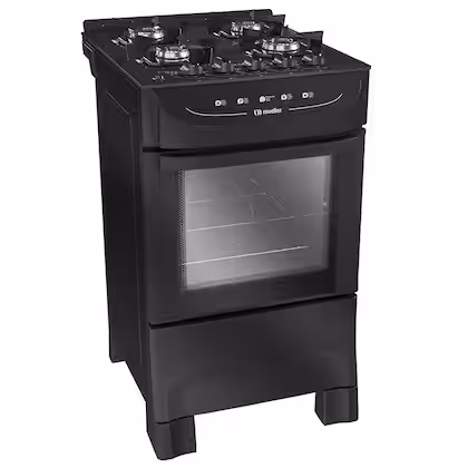 Fogão de Piso 4 Bocas Mueller Acendimento Automático Mesa de Vidro Forno Total Clean MFV4BB