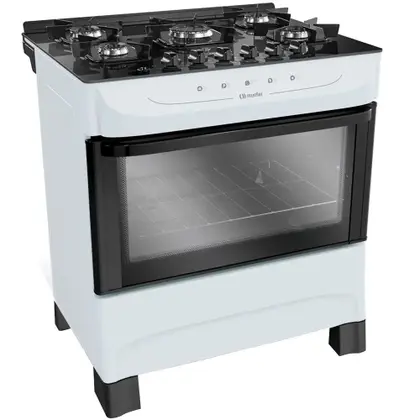Fogão de Piso 5 Bocas Mueller Automático com Mesa de Vidro Temperado e Ultra Chama MFV5BB
