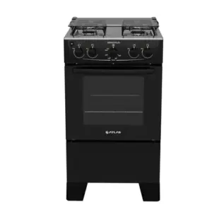 Fogão de Piso 4 Bocas Atlas Monaco Plus Forno 50L Cor Preto Fogão de Piso 4 Bocas Atlas Monaco Plus Forno 50L Cor Preto