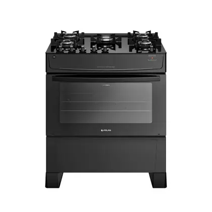 Fogão de Piso 5 Bocas Atlas Monaco Top Glass a Gás com Forno 86,5L Vidro Preto