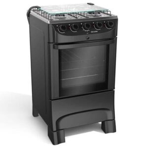 Fogão de Piso 4 Bocas Mueller Acendimento Automático Cor Preto Fosco MFI4BB 610000817 Fogão de Piso 4 Bocas Mueller Acendimento Automático Cor Preto Fosco MFI4BB 610000817