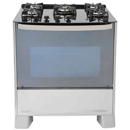 Fogão de Piso 5 Bocas Suggar Master Grill com Mesa de Vidro Prata/Inox FGVMTG511PRIX / FGVMTG512PRIX