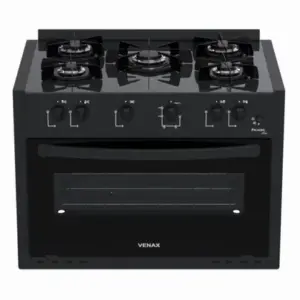 Fogão de Embutir 5 Bocas Venax Picasso Line a Gás em Vidro Temperado Preto Fosco Bivolt P30260 Fogão de Embutir 5 Bocas Venax Picasso Line a Gás em Vidro Temperado Preto Fosco Bivolt P30260