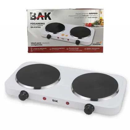 Cooktop de Indução Bak Portátil 2 Bocas 2000W 220V BK-FCE702/BK-FCE703