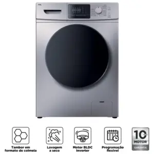 Lava e Seca TCL Inverter 11kg (seca 7kg) Prata com Lavagem a Seco C311WDS1