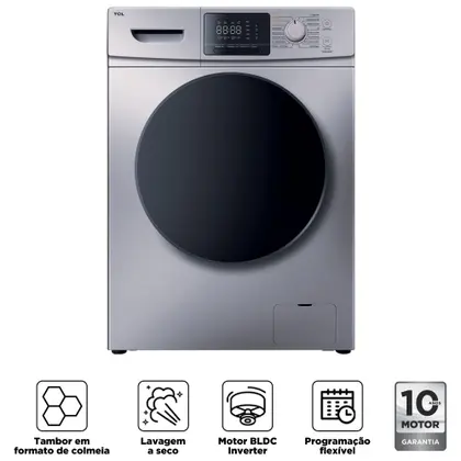 Lava e Seca TCL Inverter 11kg (seca 7kg) Prata com Lavagem a Seco C311WDS1