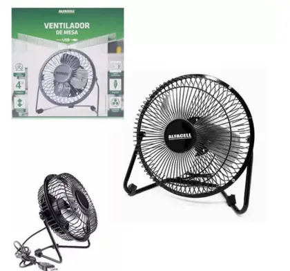 Mini Ventilador de Mesa Alfacell Portátil USB 4 Pás Metal 4 polegadas