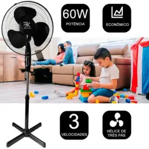 Ventilador de Coluna Klizz Turbo 40cm 3 Pás Altura Ajustável 127V Ventilador de Coluna Klizz Turbo 40cm 3 Pás Altura Ajustável 127V