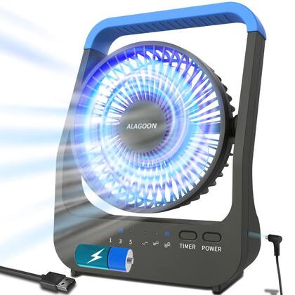 Ventilador de Mesa ALAGOON Portable D 6″ Azul operado por bateria com temporizador