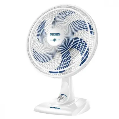 Ventilador de Mesa Mondial Super Power 30cm 6 Pás Branco/Azul 127V