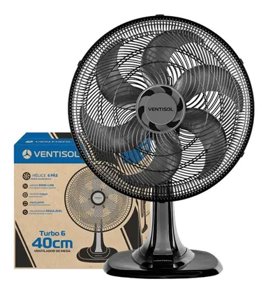 Ventilador de Mesa Ventisol Turbo Oscilante 40cm 6 Pás Preto