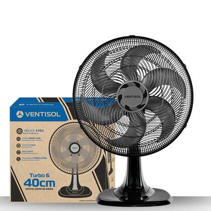 Ventilador de Mesa Ventisol Turbo 40cm 6 Pás Preto