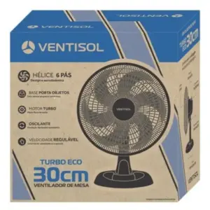 Ventilador de Mesa Ventisol Turbo Eco 30cm Preto 110V/127V Ventilador de Mesa Ventisol Turbo Eco 30cm Preto 110V/127V