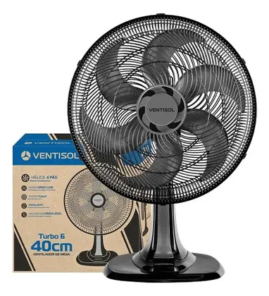 Ventilador de Mesa Ventisol Premium Turbo 40cm 6 Pás Preto 220V