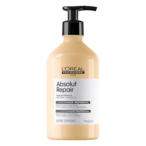 L'Oréal Professionnel Condicionador Absolut Repair, Tratamento Capilar com Proteína, Repara Danos e Promove Brilho, Com Quinoa & Proteínas, Para cabelos secos e danificados, 750ml