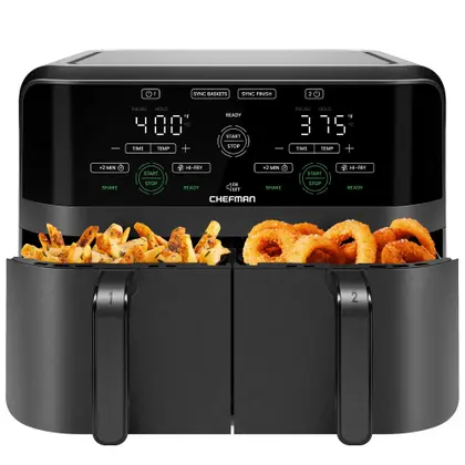 Fritadeira Elétrica Air Fryer Chefman Dual Basket 6L Digital Preta