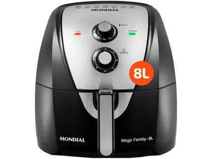 Fritadeira Elétrica Air Fryer Mondial Mega Family 8L Preto e Inox AFN-80-BI