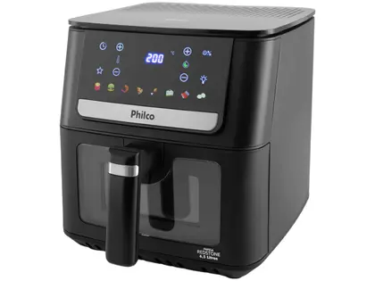 Fritadeira Elétrica Air Fryer Philco 6.5L Preto e Inox PAF65A
